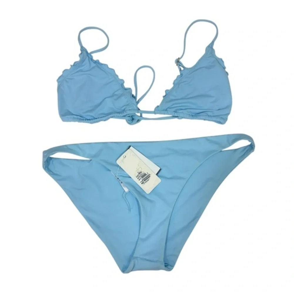L*Space NWT Sky Blue Maggie Bikini Top + Camacho Bottom Classic Swimsuit‎ XL